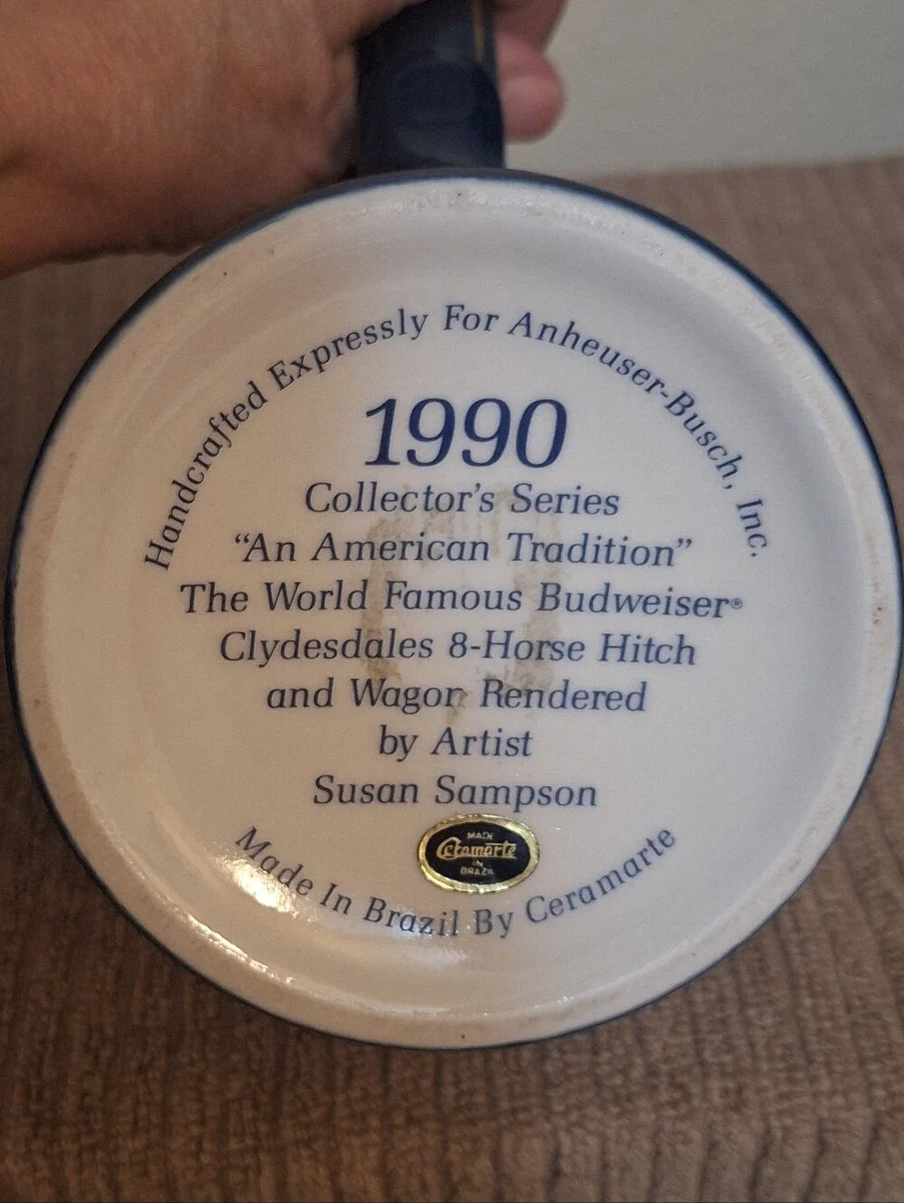 Vintage 1990 Budweiser Holiday Beer Stein